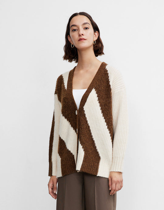 스트라이프 버튼업 가디건