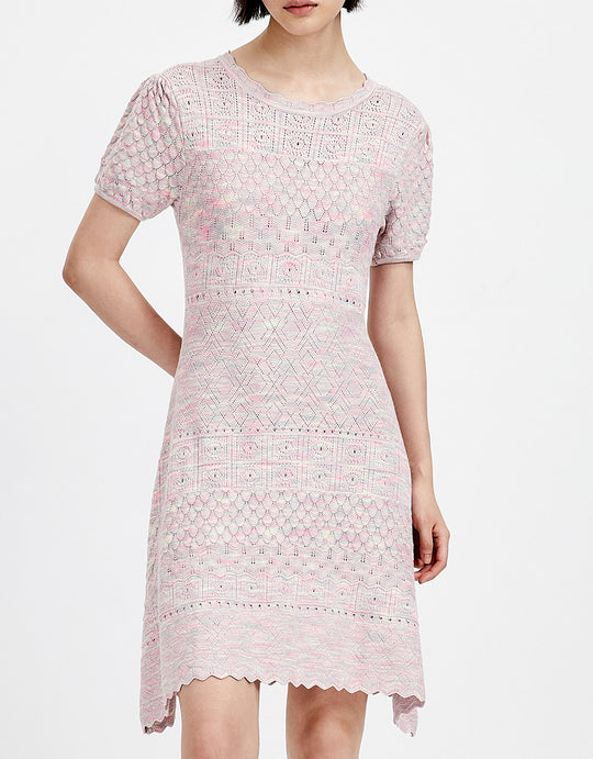 펀칭 크루넥 니트 드레스