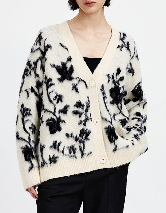 V넥 니트 티셔츠