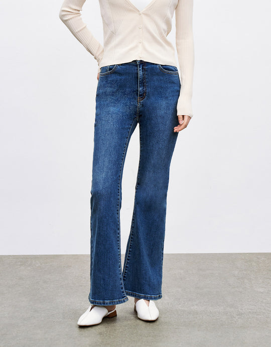 플레어 레그 지퍼 플라이 진