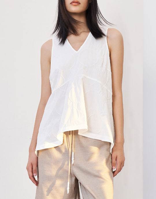 텍스처 민소매 블라우스