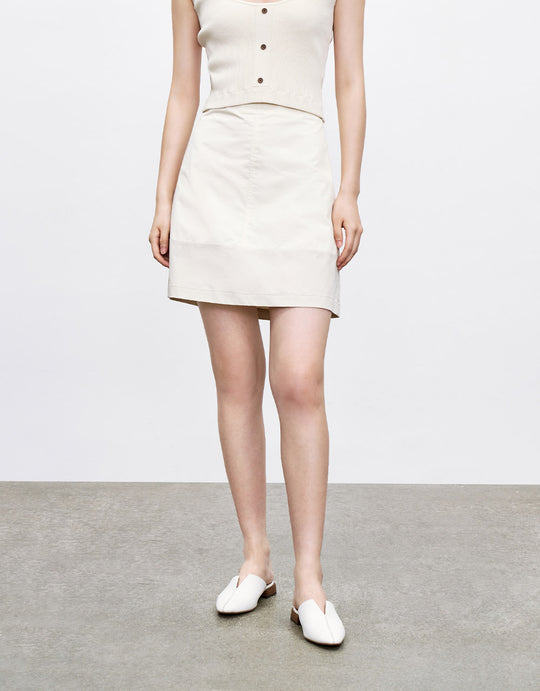 투톤 A라인 스커트