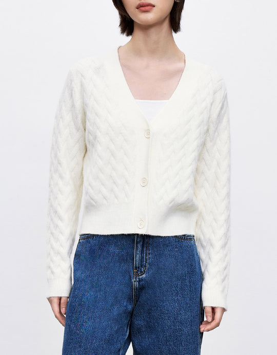 셰브론 버튼 업 가디건