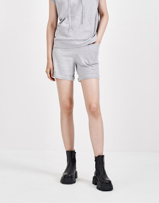 롤업 밑단 니트 반바지