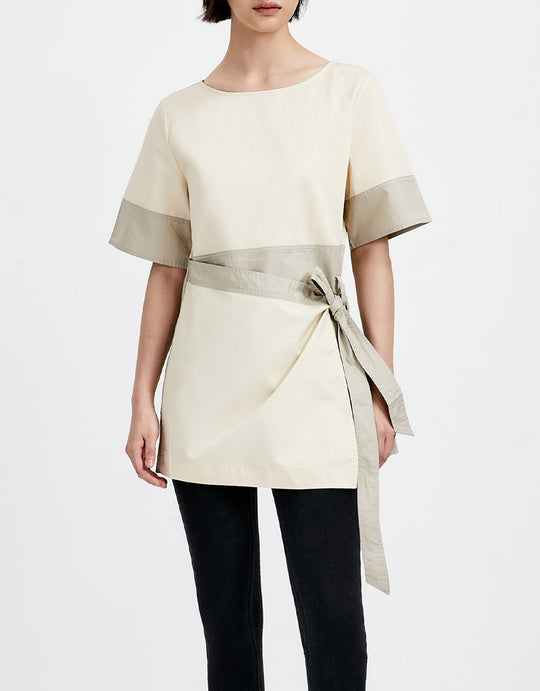 매듭 사이드 크루넥 블라우스