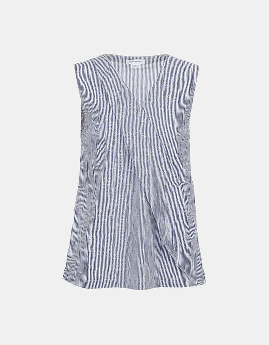 텍스처드 V넥 민소매 블라우스