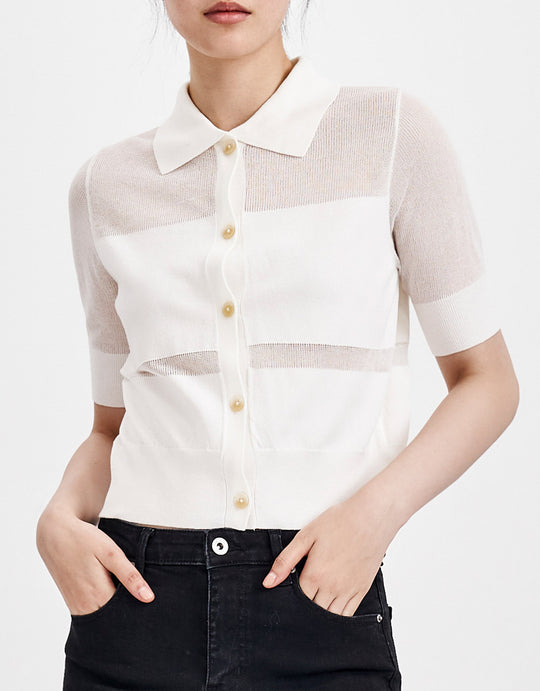 투톤 버튼업 티셔츠