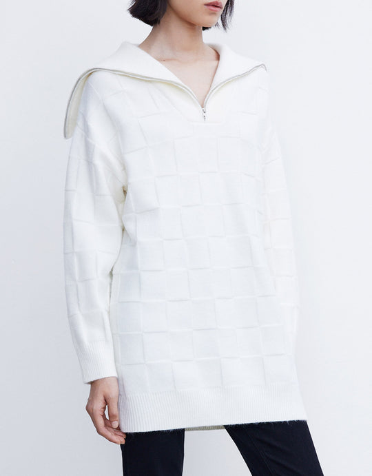 텍스처 하프 지퍼 스웨터