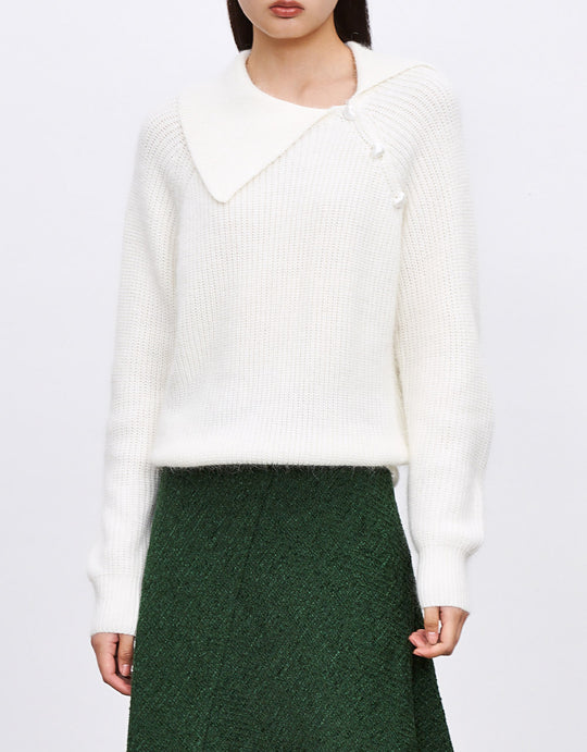 케이블 니트 하트 버튼 스웨터