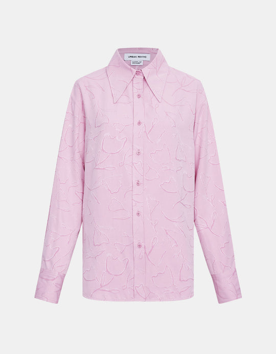 엠보 플로럴 패턴 버튼업 셔츠