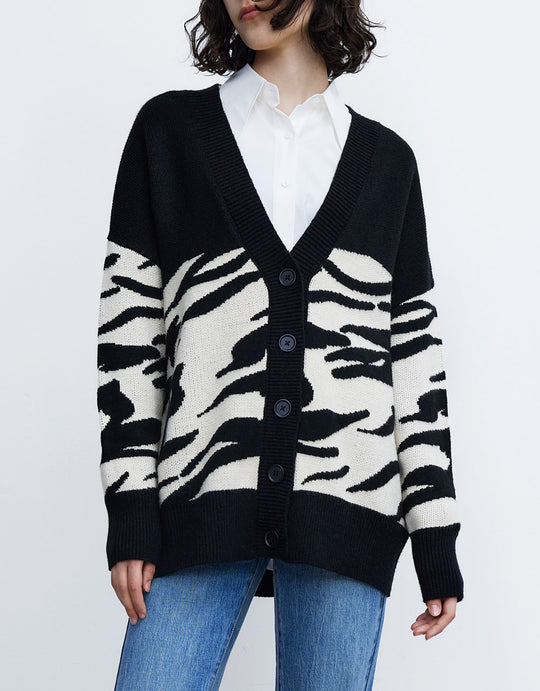 투톤 버튼업 카디건