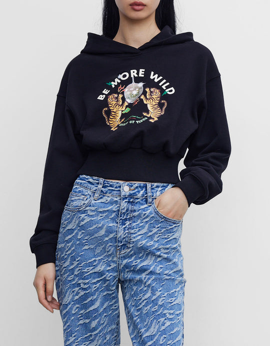 프린팅 후드 스웻셔츠