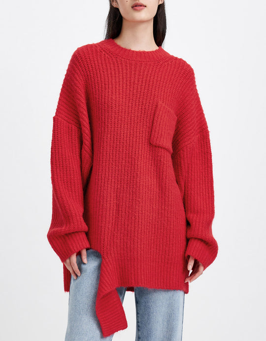 오버사이즈 크루넥 니트 티셔츠