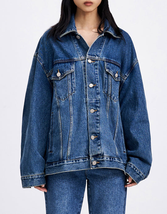 플랩 포켓 버튼업 데님 자켓