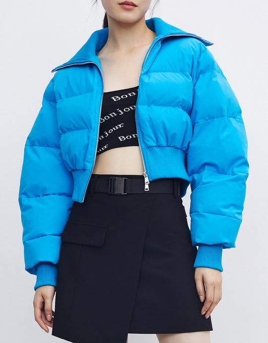 크롭 퍼퍼 겨울 코트