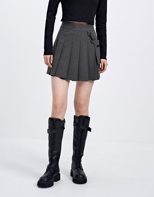 포켓 플리츠 스커트