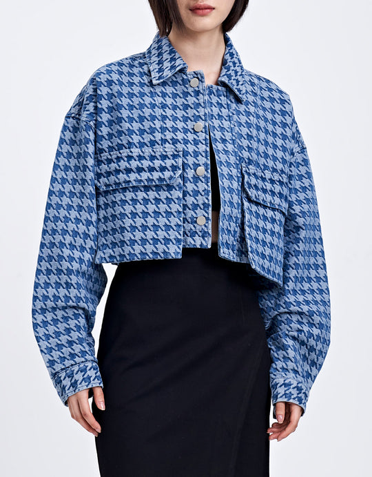 하운즈투스 패턴 플랩 포켓 데님 자켓