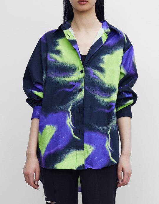 콘트라스트 하트 프린트 셔츠