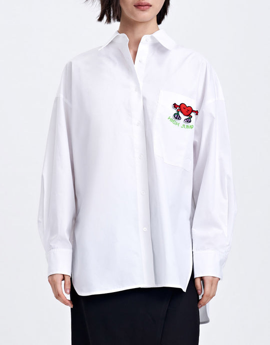 하트 디테일 버튼업 셔츠