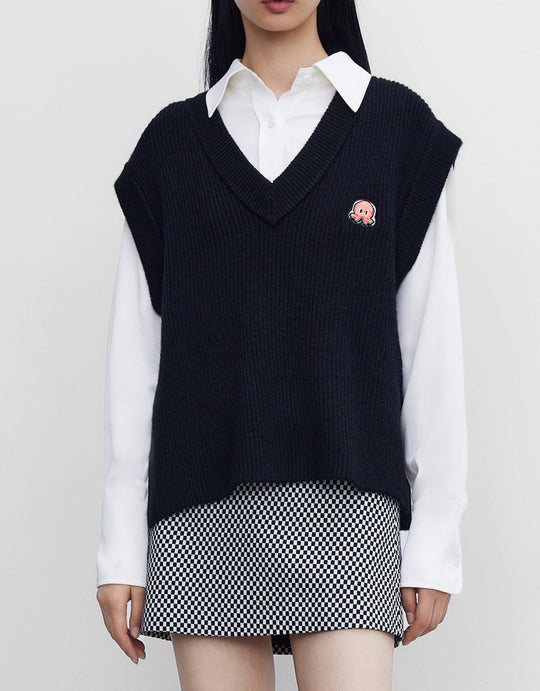 V 넥 스웨터 조끼