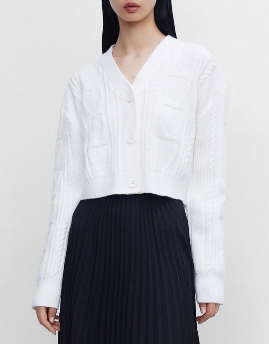 케이블 니트 버튼업 가디건