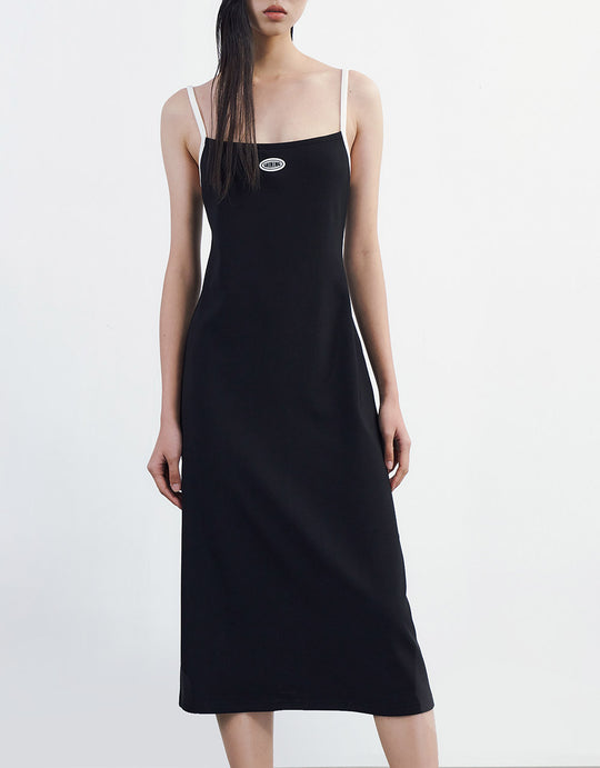 패치 디테일 니트 캐미 드레스