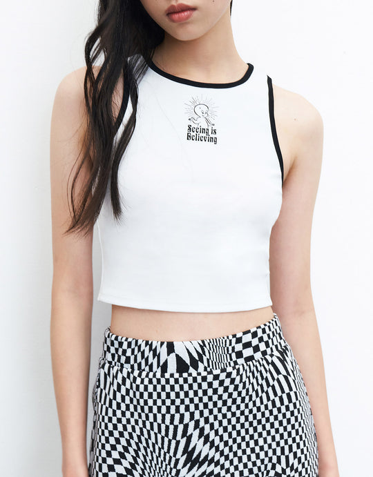 캐스퍼 프린트 크롭 탱크탑