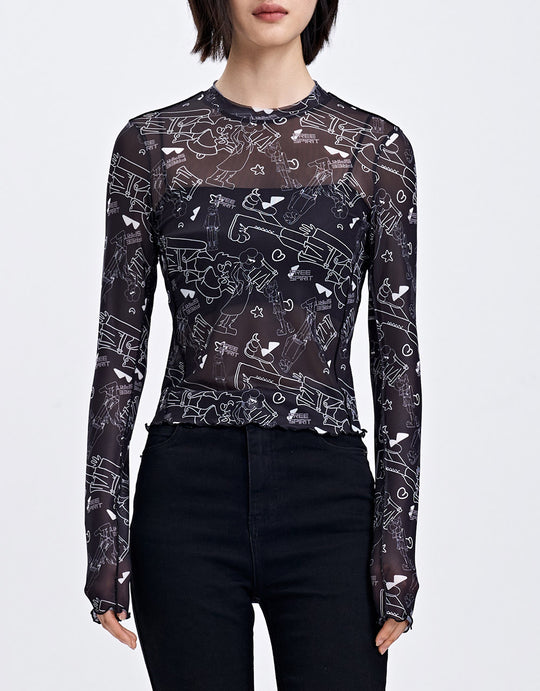 그래피티 쉬어 메쉬 탑