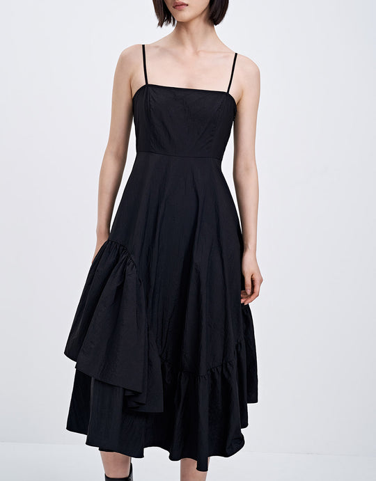 언발란스 러플 나시 드레스