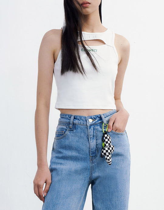 슬리브리스 크롭 스키니 티셔츠