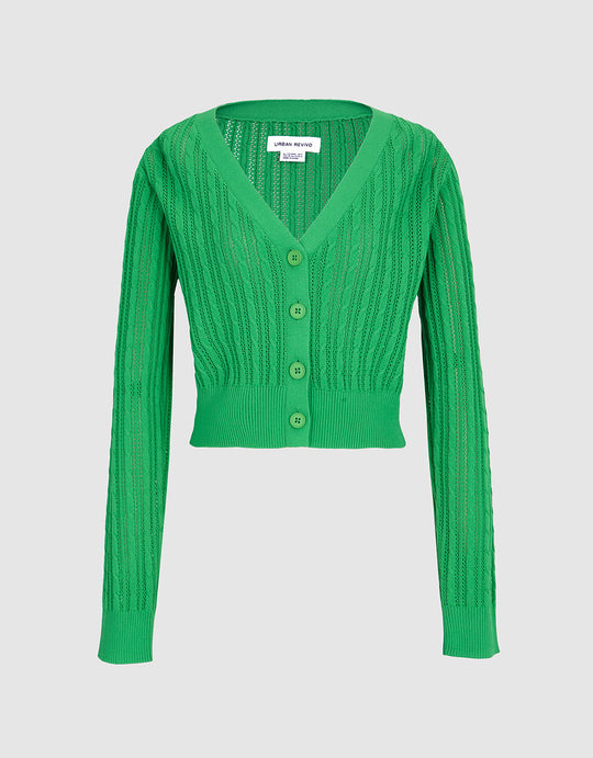 케이블 니트 버튼업 가디건