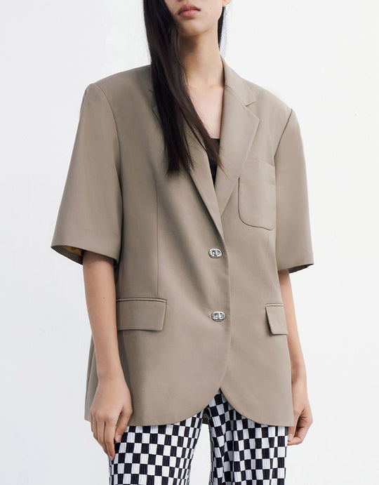 싱글 브레스트 반팔 블레이저