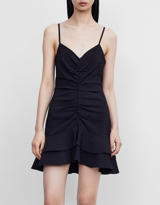 V넥 백리스 드레스