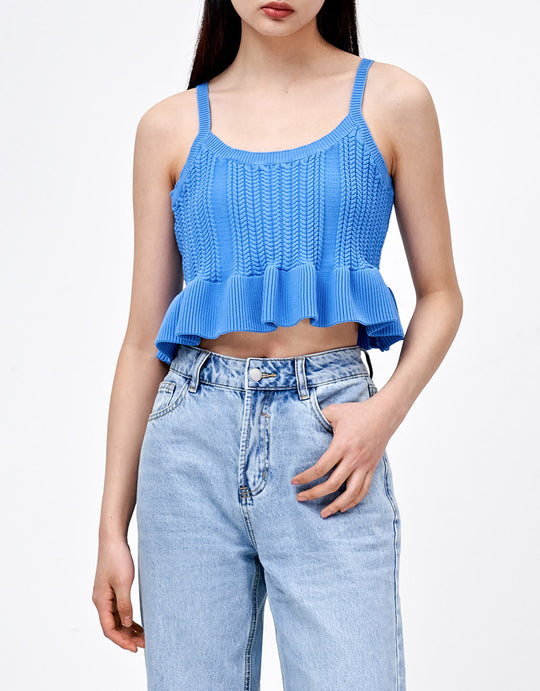 U넥 크롭 니트 뷔에스트