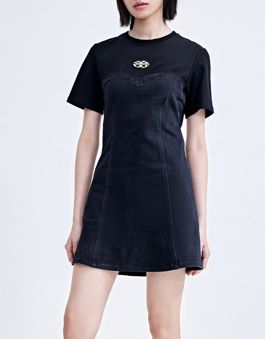 크루넥 데님 드레스