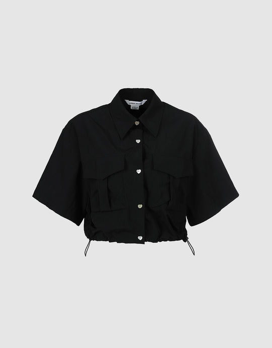 플랩 포켓 드로스트링 셔츠