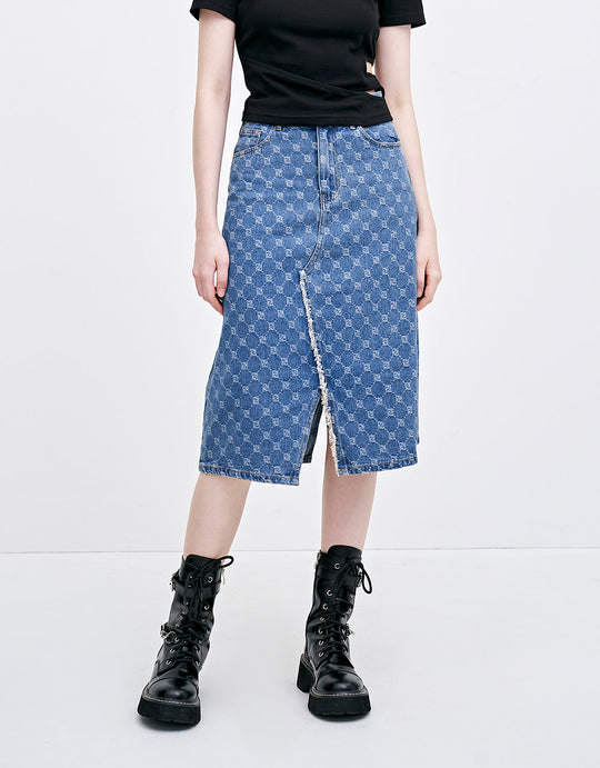 옆트임 데님 스커트