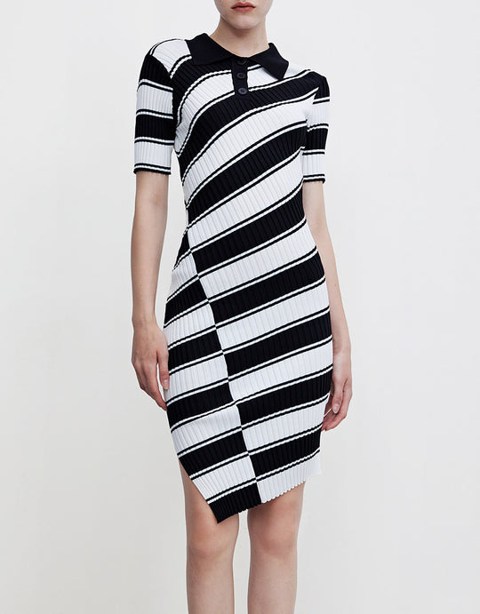 언발란스 폴로 니트 드레스