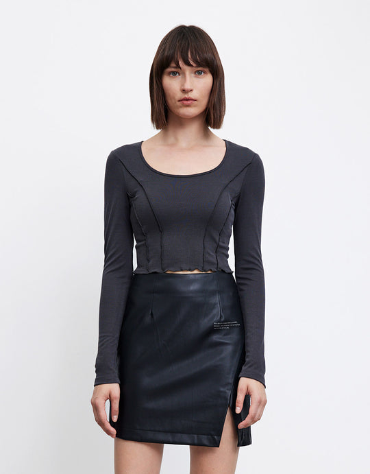 U넥 스키니 티셔츠