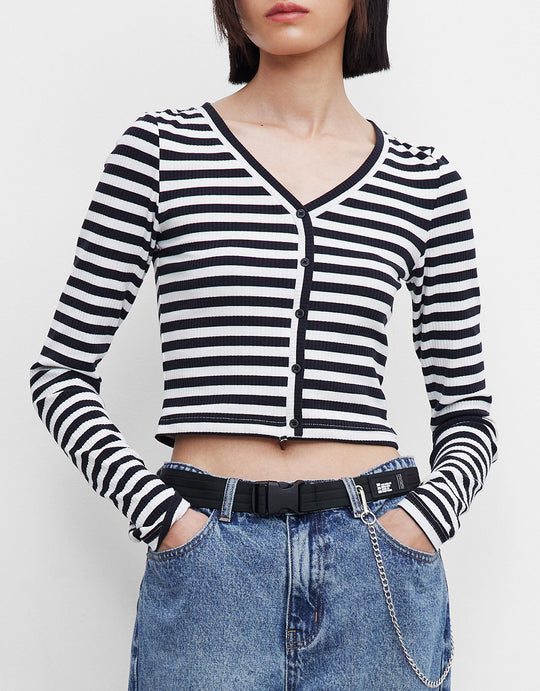 V넥 스키니 티셔츠