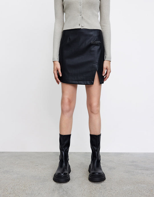 PU 숏 스커트