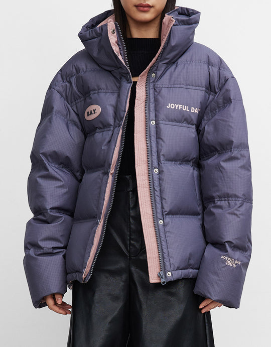 레터 프린트 오리털 패딩