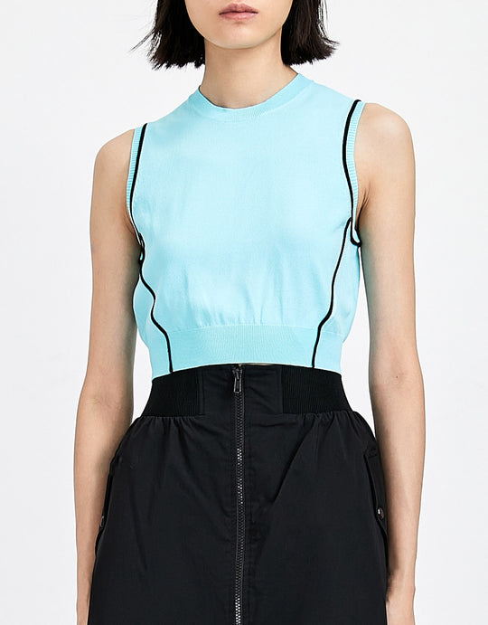 크루넥 니트 조끼