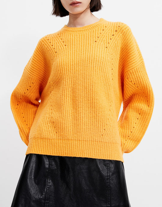 오프 숄더 크루넥 니트 티셔츠