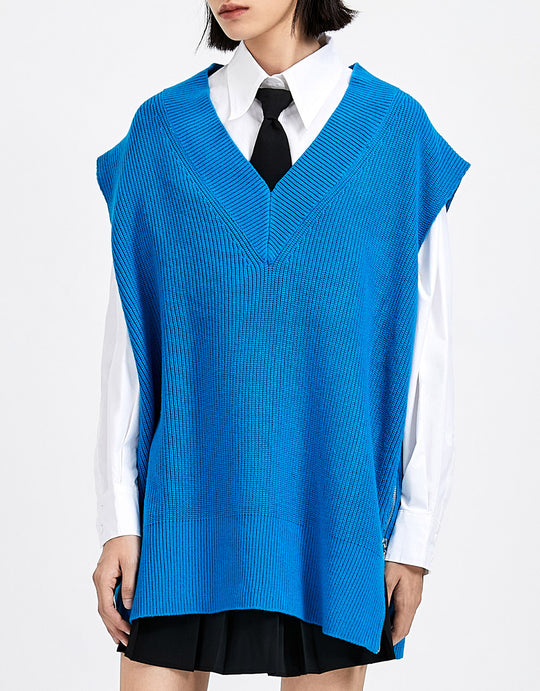 V 넥 스웨터 조끼