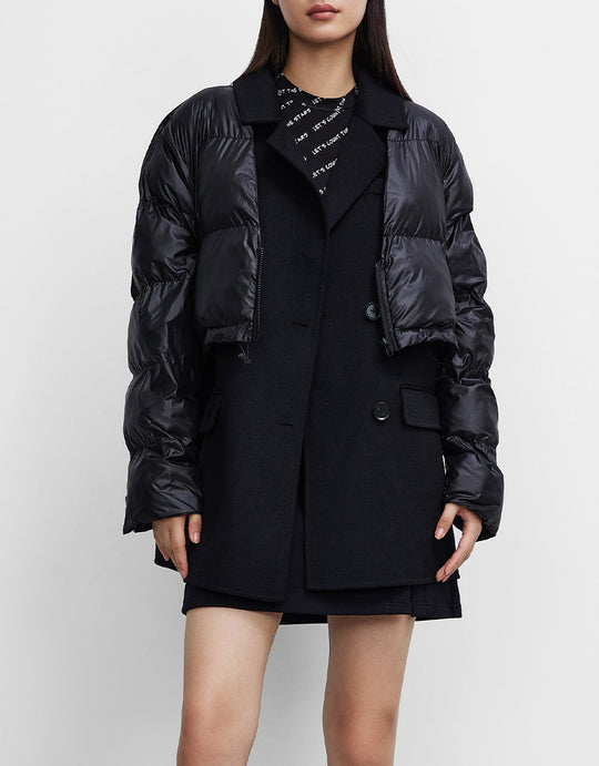 페이크 투피스 노치 라펠 코트