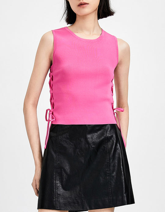 레이스 업 사이드 니트 조끼