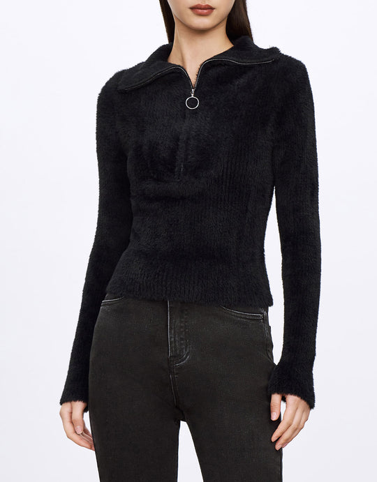 하이넥 플러피 핏 스웨터