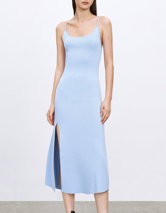 스플릿 헴 미디 바디콘 캐미 드레스