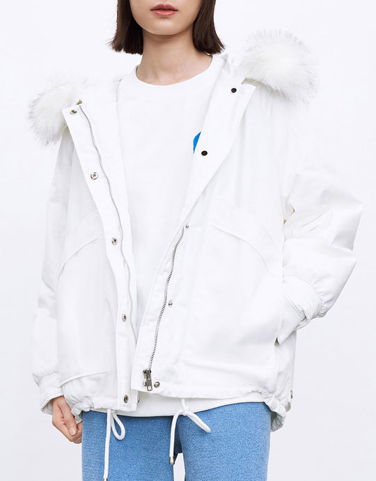 퍼지 트리밍 후드 겨울 코트